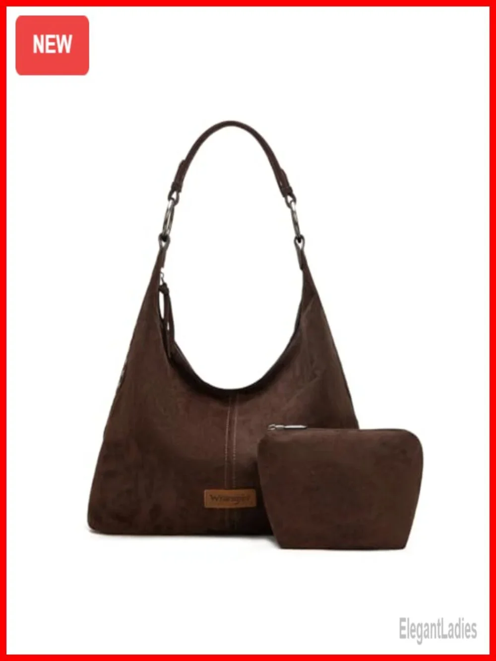 Suede Hobo Shoulder Bag Set with Embossed Tooling Pattern